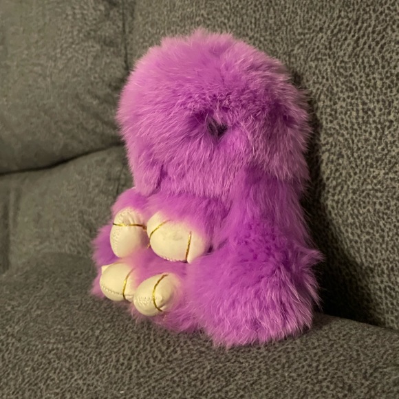 Rabbit Pompom Keychain (Purple) - Picture 3 of 7